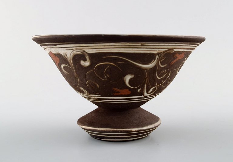 Kähler, HAK, glaseret stentøjsvase i moderne design. 1930/40´erne. Kohornsteknik.