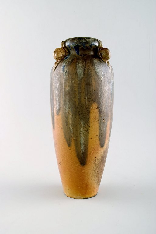 Charles Greber (1853-1935) French ceramic vase modeled with snails.Beautiful glaze and shape.