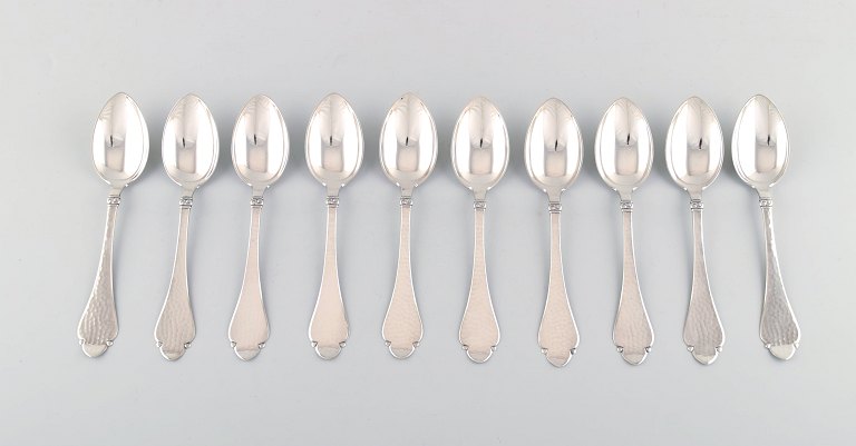 Horsens Silver, Denmark: W & S Sørensen. 9 pcs. Bernstoff table spoons