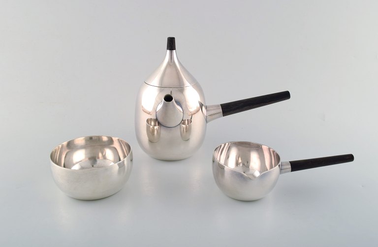 Henning Koppel. Coffee service in sterling silver consisting of coffee pot, cream pot and sugar bowl.