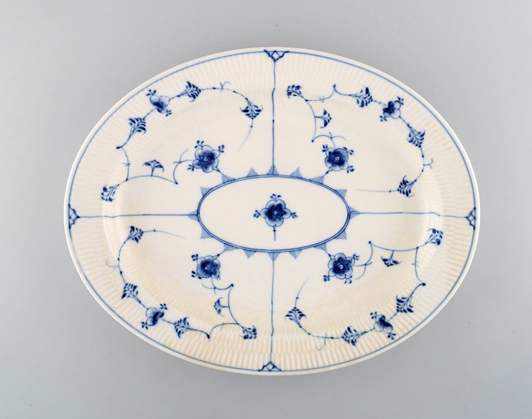 Antique Royal Copenhagen Blue fluted oval dish.Early 1800