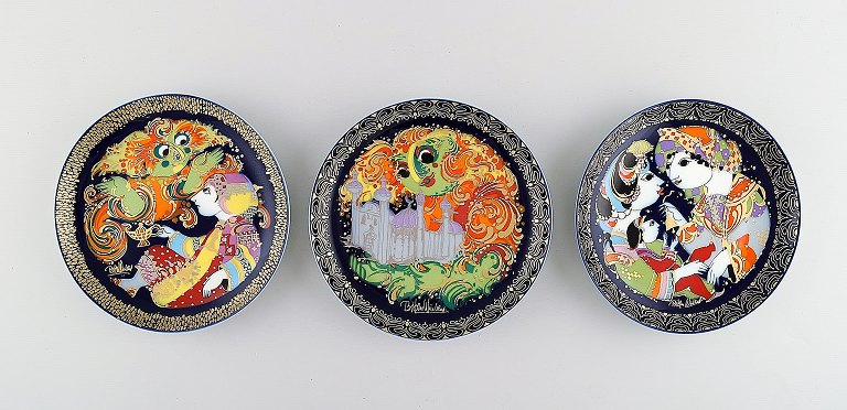 Bjørn Wiinblad for Rosenthal. Set of three plates from the Aladdin series. 1970