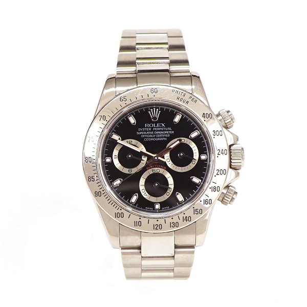 A Rolex Daytona ref. 116520, steel. Sold 16.06.2006. With box and papers. Nice condition. D: 40mm