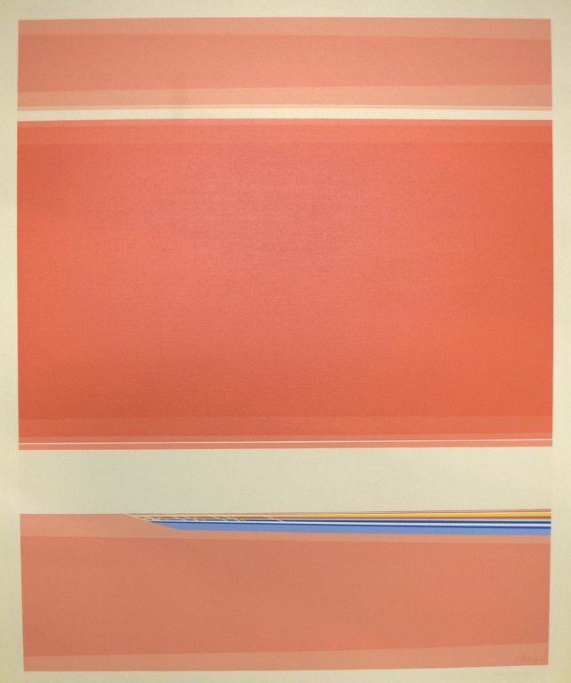 Søren Edsberg, danskfødt amerikansk maler. Olie på lærred. Abstrakt komposition. 
1960/70