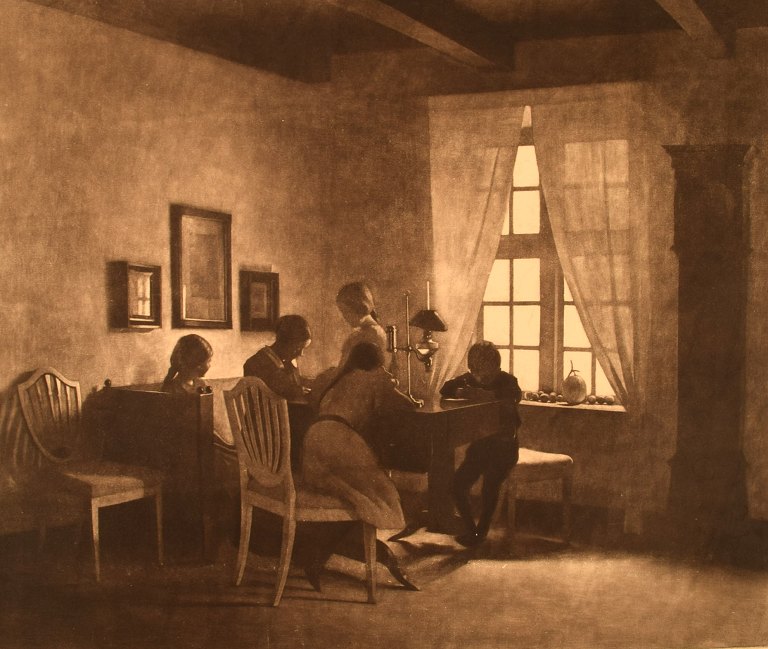 Peter Ilsted, f. Sakskøbing 1861, d. København 1933."En Regnvejrsdag". Radering. Ca. 1900.