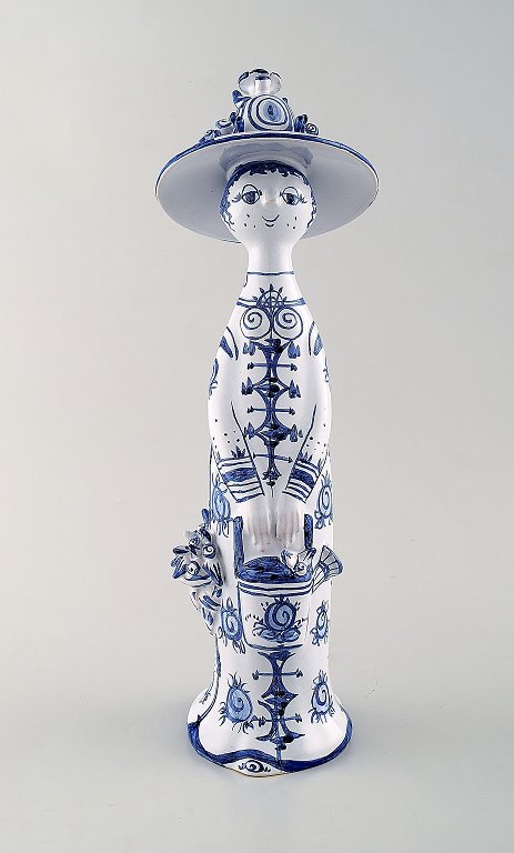 Bjørn Wiinblad unique ceramic figure. "Summer" in blue "Seasons". 2012. The blue house.