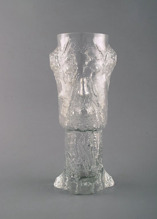 Eugen Montelin for Reijmyre glass. "Birch stub" vase in clear art glass. Dated 1974.