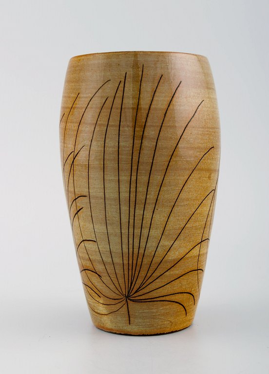 Ingrid Atterberg for Upsala Ekeby. Papyrus vase i glaseret stentøj. Midt 1900-tallet. 