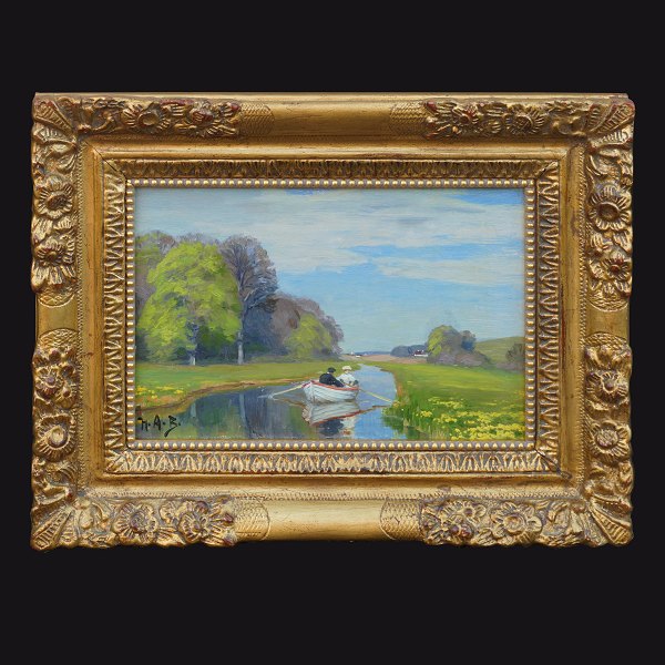 H. A. Brendekilde, 1857-1942, oil on canvas. Signed circa 1920. Visible size: 17,5x25,5cm. With frame: 30x38cm