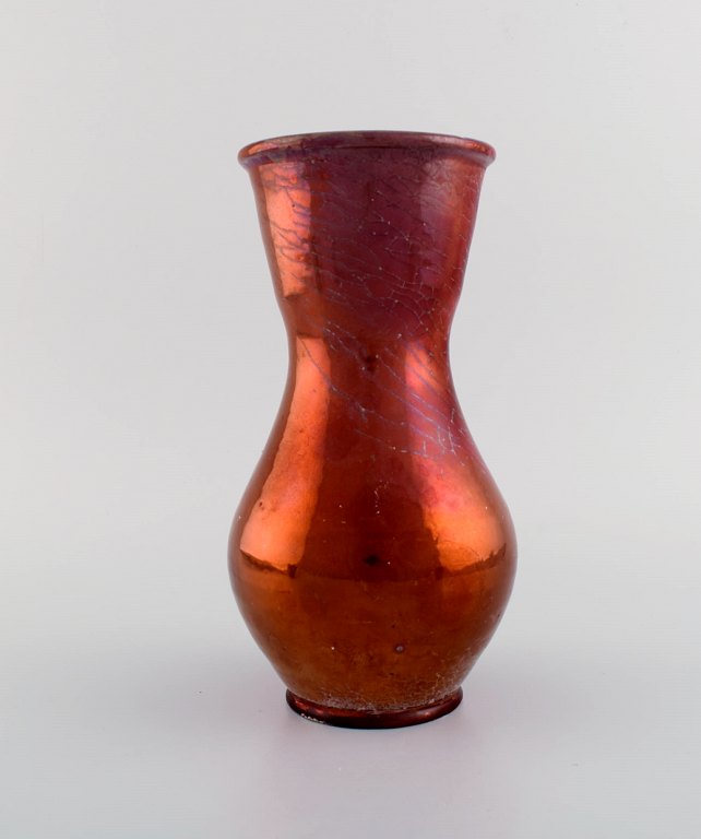 Karl Hansen Reistrup for Kähler. Antik vase i glaseret keramik. Smuk lustre glasur. 1890