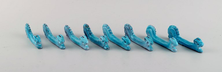 Walter Bosse (1904-1979). Eight unique knife rests in glazed ceramics. Mid-20th century.