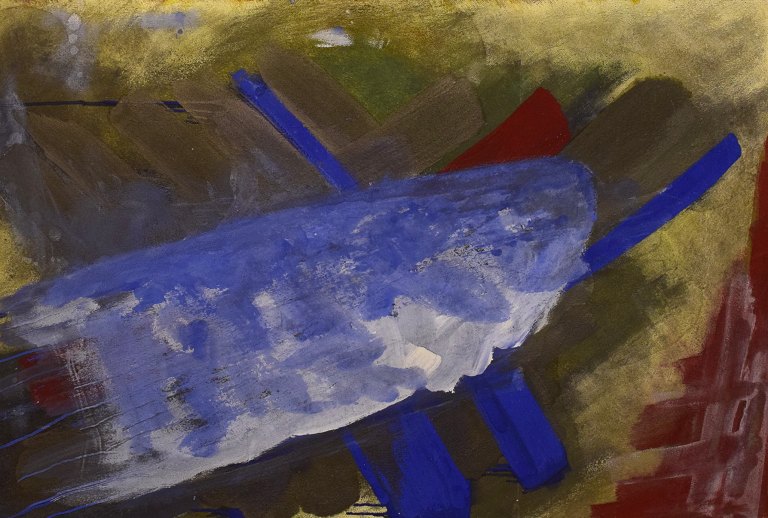 Ole Bjørn Krüger (1922-2007), Danish sculptor and ceramicist. Oil on board. Composition. 1960s / 70s.