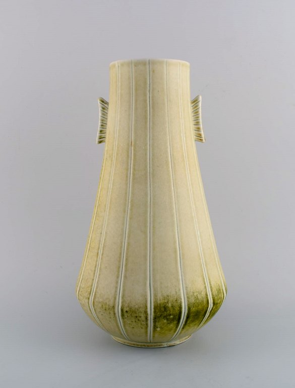 Gunnar Nylund for Rörstrand. Large rare unique Air Force vase in glazed stoneware. Swedish design, mid 20th century.