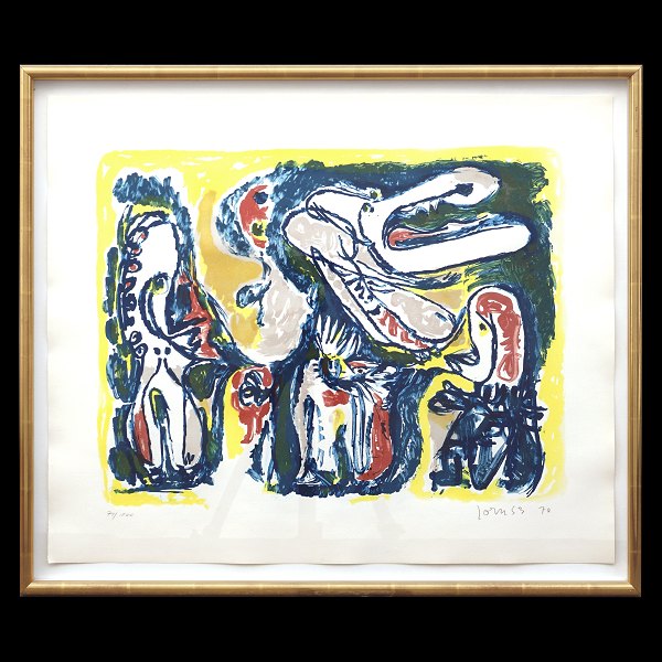 Asger Jorn, 1914-74, litograph. "Sujet Romantique". 71/100. Signed "Jorn 53". Visible size: 54x64cm. With frame: 61x72cm