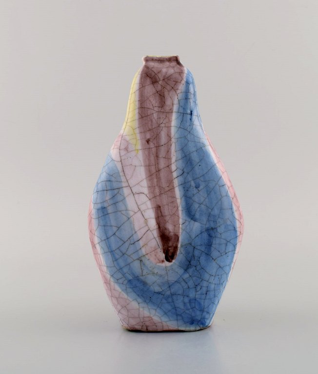 Marcello Fantoni (b.1915), Italy. Unique vase in glazed ceramics. Beautiful polychrome glaze. 1960s.