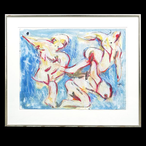 Svend Wiig Hansen, 1922-97, oil chalk on paper. Signed and dated 1988. Visible size: 50x65cm. With frame: 70x83cm