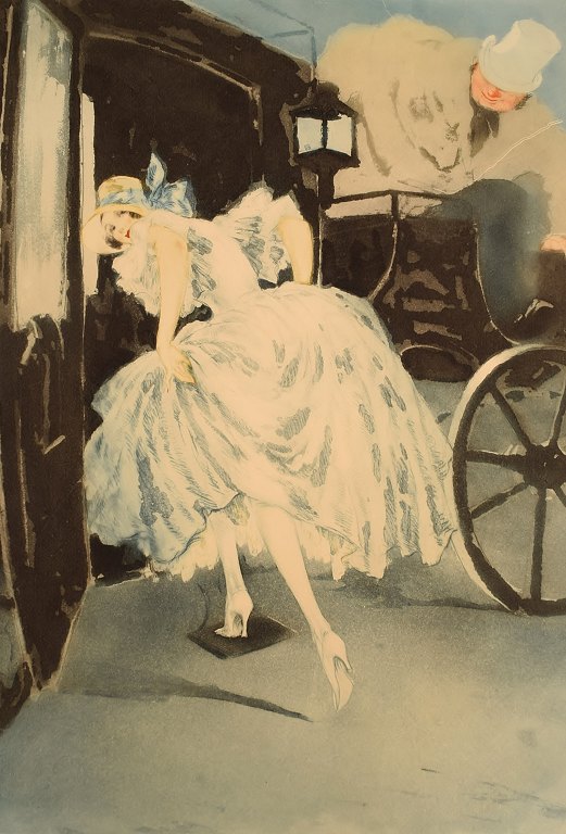 Louis Icart (1888-1950). Radering på papir. "Départ ". Ca. 1920.  
