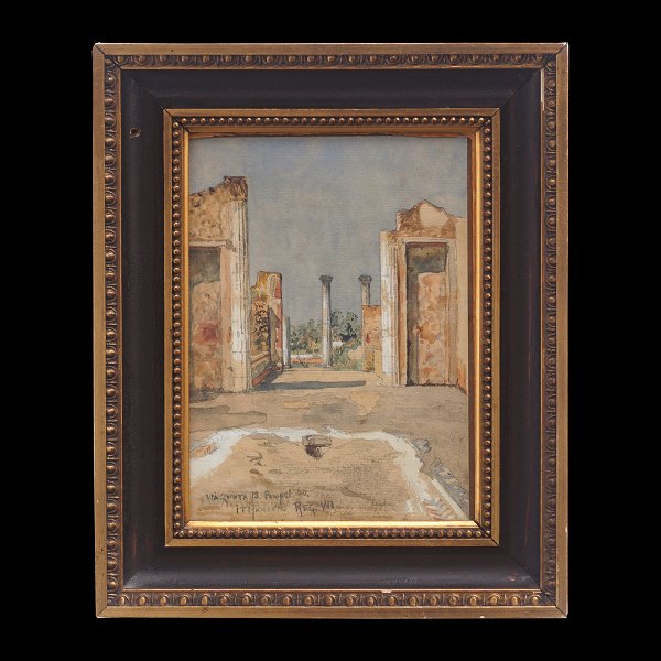 Water color from Pompeji by Josef Theodor Hansen, 1848-1912. Visible size: 18x13cm. With frame: 26x21cm