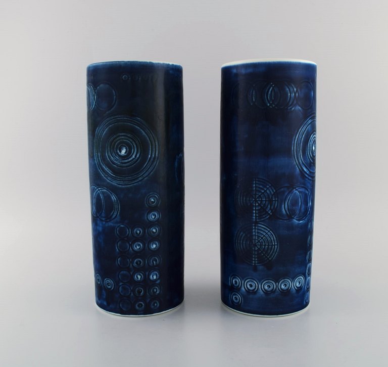 Olle Alberius for Rörstrand. Two large Sarek vases in glazed ceramics. Swedish design, 1960s / 70s.