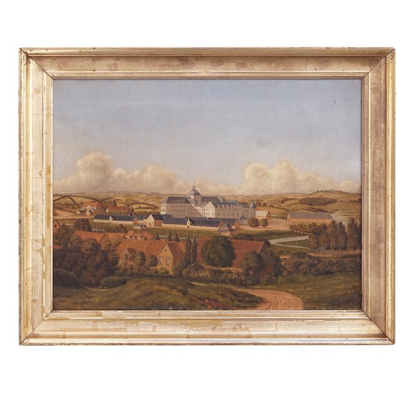 Unknown artist. Landscape wit the Castle Gottorf, Schleswig-Holstein. Dated 4/7 1880. Visible size: 34x45cm. With frame: 42x53cm