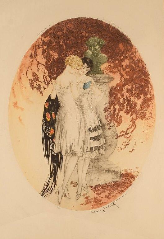 Louis Icart (1888-1950). Etching on paper. "Look". Dated 1928.