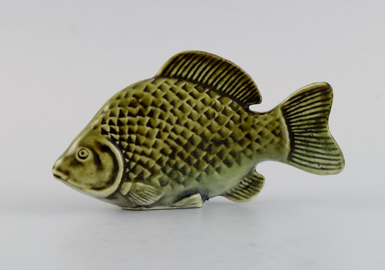 Sven Wejsfelt (1930-2009) for Gustavsberg. Unique Stim fish in glazed ceramics. Perch. 1980s.