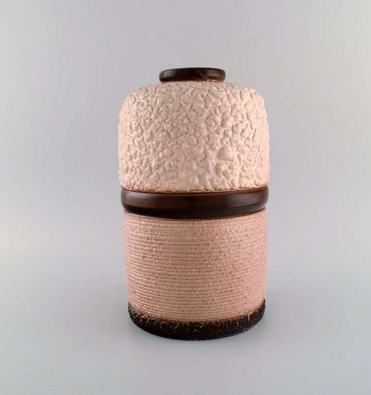 Louis Dage (1885 - 1961), French ceramist. Large art deco vase in glazed ceramics. 1940s.