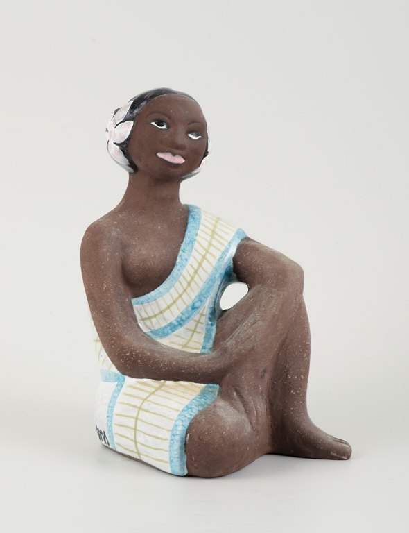 Mari Simmulson figure.Rare ceramic figure of a half-naked Tahitian woman. Upsala-Ekeby.approx. 1960