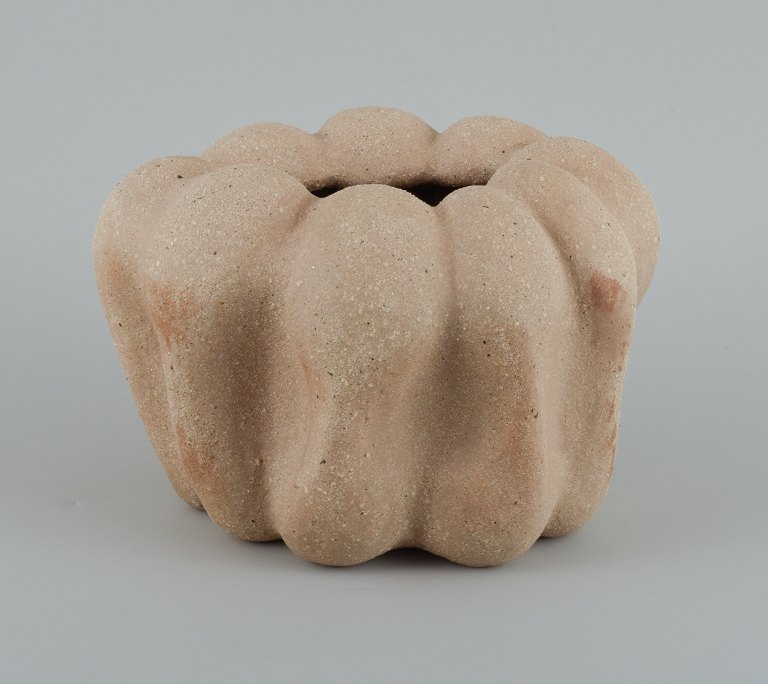 Christina Muff, Danish contemporary ceramicist (b. 1971).Organic vessel made from raw, unglazed clay. The clay has been washed carefully, after being shaped, to make the surface more textured. This is a unique piece.