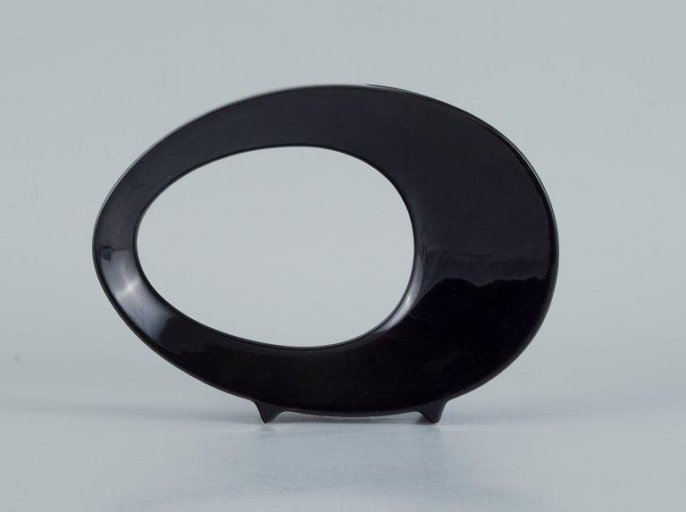 European studio ceramicist.Unique vase in black glaze.