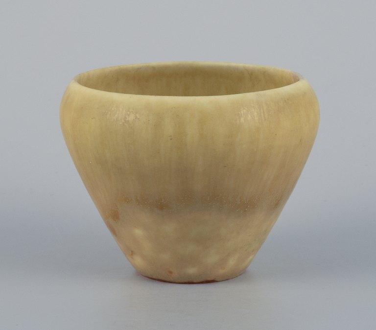Carl Harry Stålhane for Rörstrand, ceramic vase with hare fur glaze in shades of yellow.