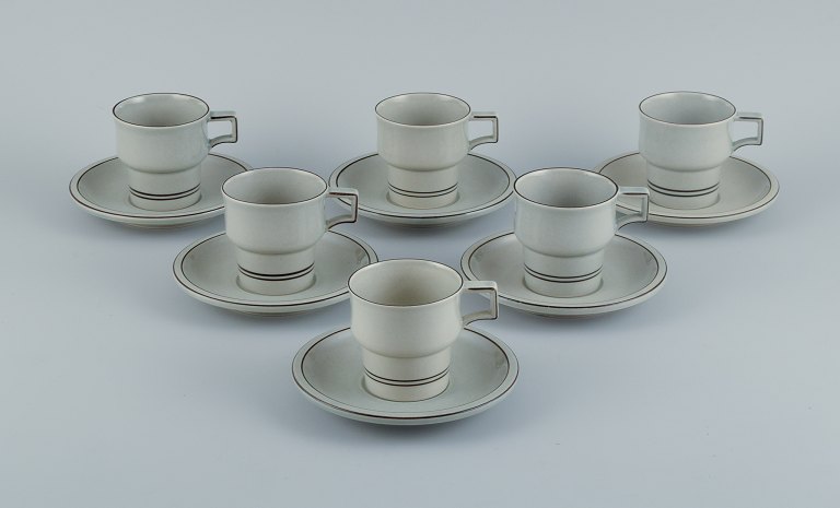 Jens Harald Quistgaard for Bing & Grøndahl, Colombia, six coffee cups with saucers.