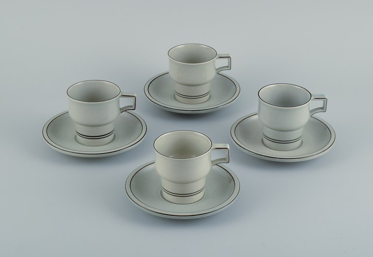 Jens Harald Quistgaard for Bing & Grøndahl, Colombia, four coffee cups with saucers.