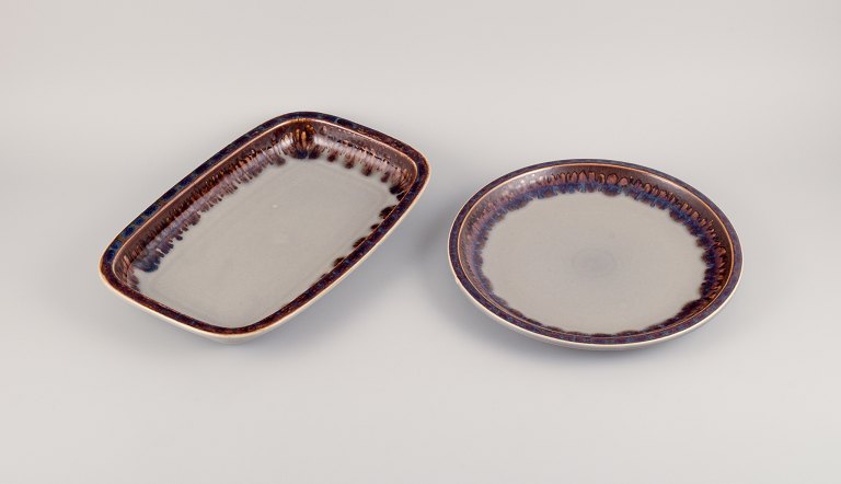 Jens Harald Quistgaard for Bing & Grøndahl, "Mexico" retro design, round dish and oval dish in stoneware.