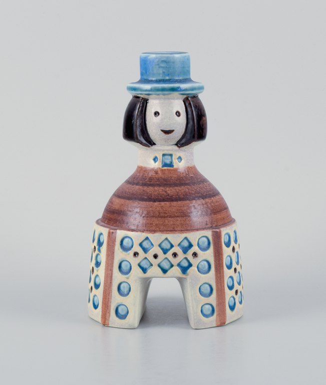 Britt Louise Sundell for Gustavsberg. Sjælden keramik lysestage i form af brudgom.