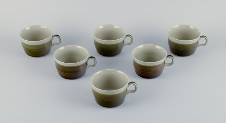 Marianne Westman for Rörstrand, "Maya", a set of six coffee cups in stoneware with green-brown glaze.