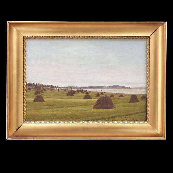 Vilhelm Kyhn, Denmark, 1819-1903, landscape. Signed and dated 14/8 1861. Visible size: 21x31cm. With frame: 30x40cm