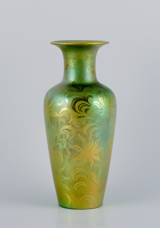Zsolnay, Hungary. Large ceramic vase with eosin glaze.Approximately from the 1930s.