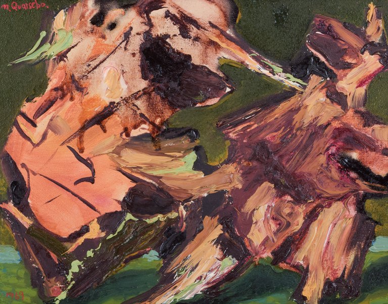 Michael Qvarsebo, born 1945, listed Swedish artist, oil on board. Abstract composition with impasto brushstrokes.