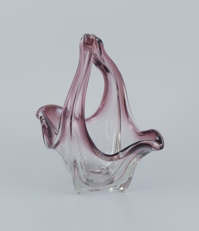 Murano, Italy. Large sculpture in art glass.Clear and violet glass. Mouth-blown.