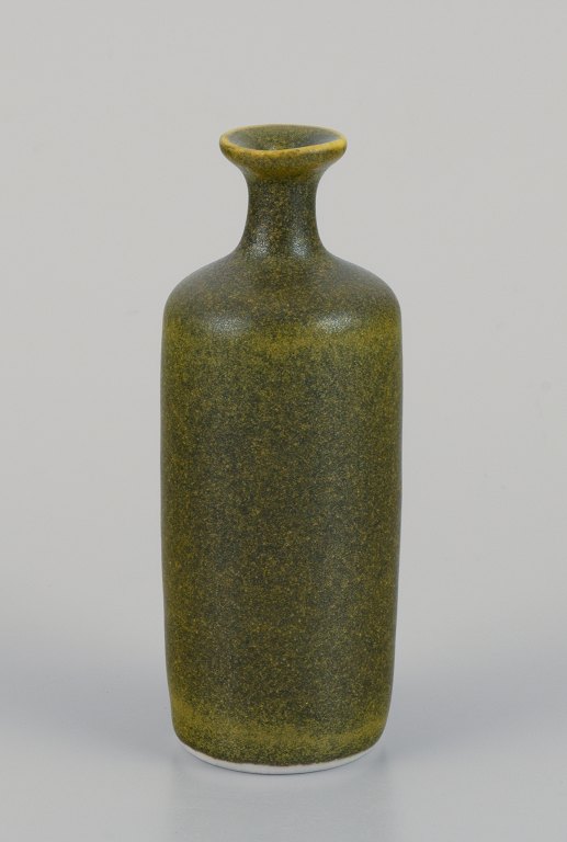 Rolf Palm (1930-2018), Swedish ceramicist.Unique miniature vase with glaze in yellow-green hues.