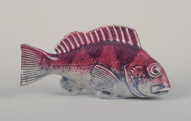Sven Wejsfelt (1930-2009) for Gustavsberg. Unique "Stim" fish in glazed ceramics.