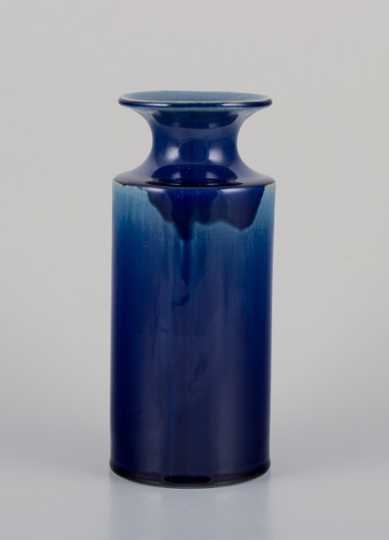 Britt-Louise Sundell (1928–2011) for Gustavsberg, Sweden. Large ceramic vase with glaze in blue and green tones.