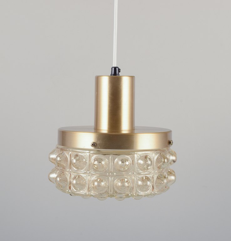 Helena Tynell, Finnish glass artist, for Limburg.Designer ceiling lamp in clear glass and metal.