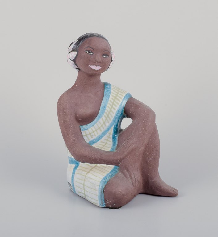 Mari Simmulson figur for Upsala-Ekeby, Sverige.Sjælden keramikfigur af halvnøgen Tahiti-kvinde.