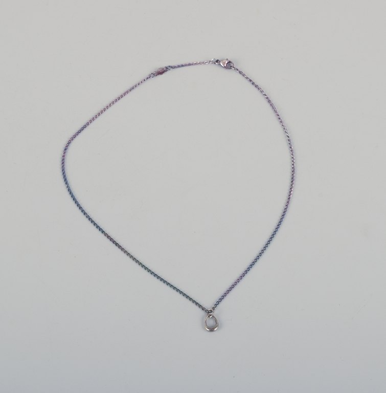 Jacqueline Rabun for Georg Jensen.Childrens necklace in sterling silver. Modernist pendant.