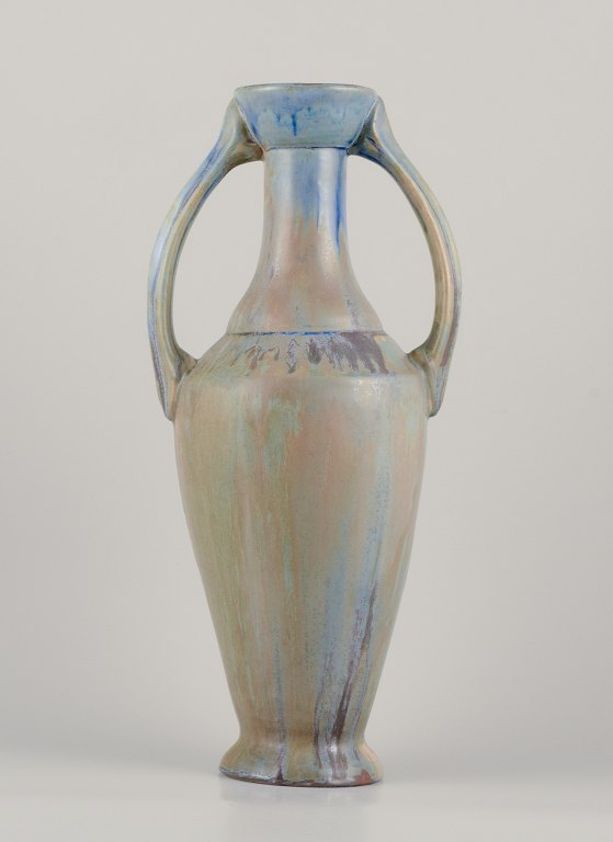 Gilbert Méténier, French ceramicist.Large impressive ceramic vase with double handles.