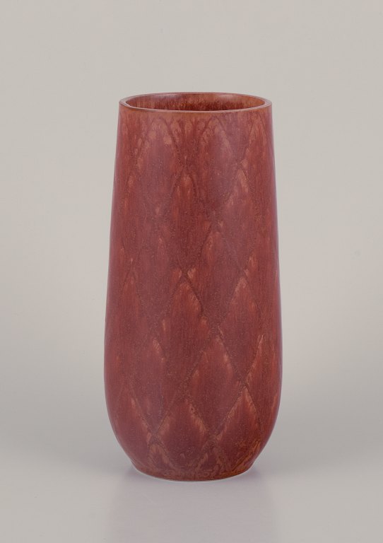 Gunnar Nylund for Rörstrand, Sweden.Ceramic vase with geometric pattern. Glaze in brown hues.