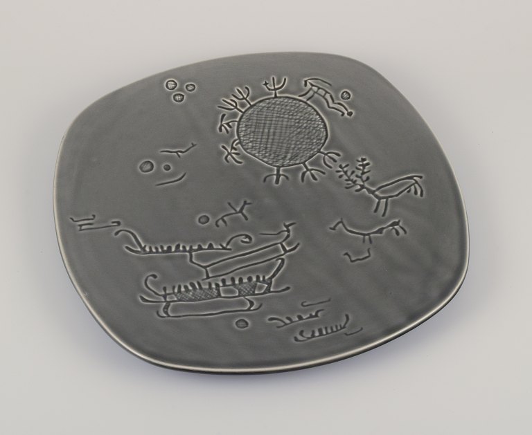 Syco, Swedish ceramic workshop.Large wall plaque featuring motifs of rock carvings.