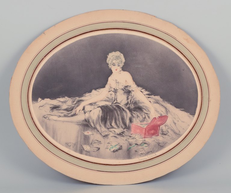 Louis Icart (1888-1950). Color lithograph."Les Lettres".